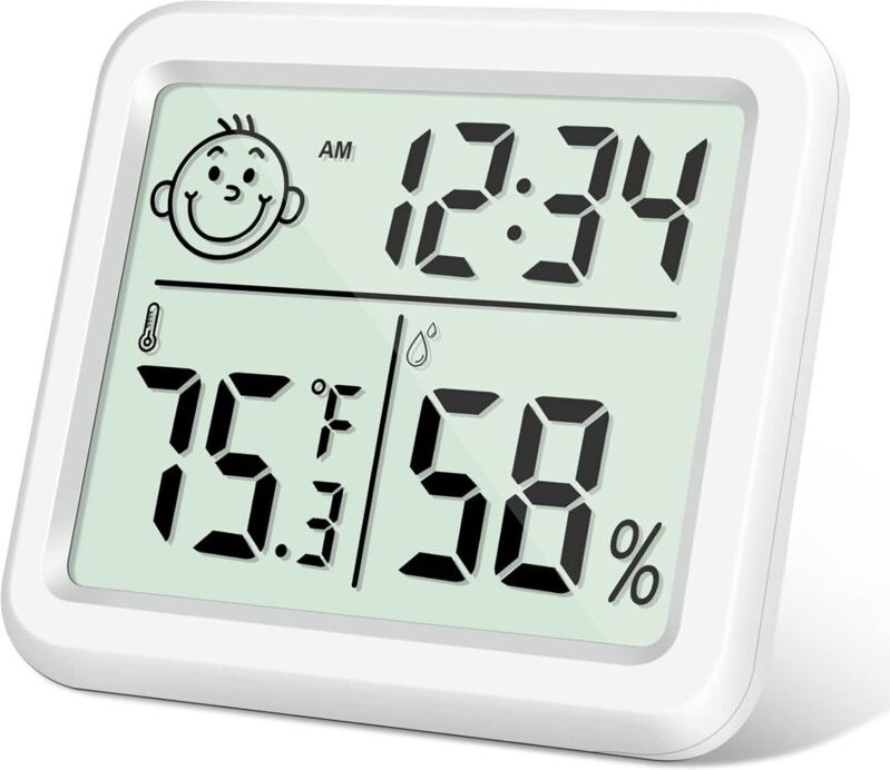 Hochpräzises digitales Hygrometer-Thermometer für Innenräume, ultradünnes Thermometer mit großem Display und niedlichem ...