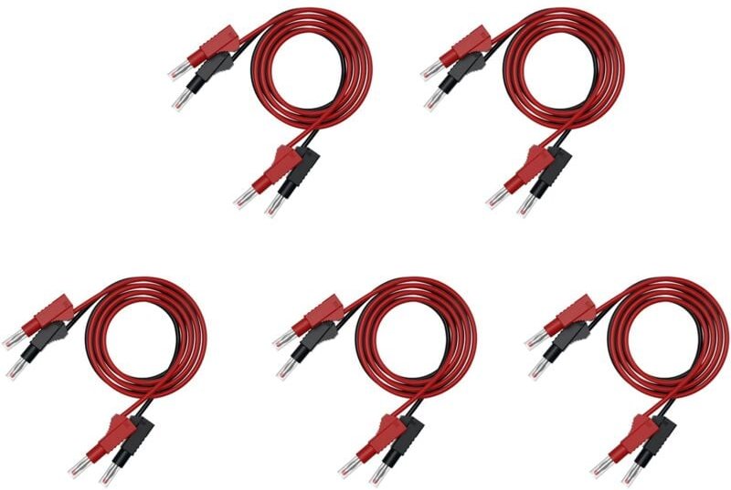 Tlily - 10 Stück Multimeter-Messleitungen, Kabelbrücke, Leitungssicherheit, 4-mm-Bananenstecker, Einziehbares Prüfwerkze...
