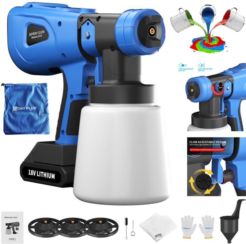 Dayplus - Akku Farbsprühsystem Wandfarbe Farbsprühgerät Spritzpistole Renoviere