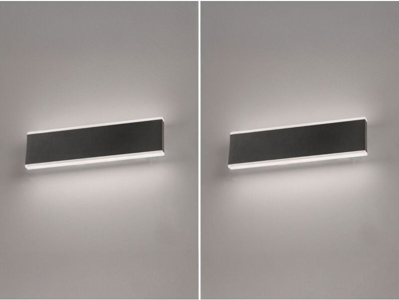 2er set flache led Wandlampen Schwarz mit Schalter, Breite 30,5cm