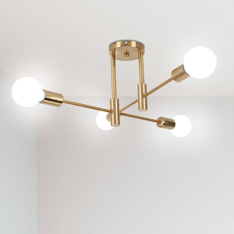 Retro Deckenleuchte Lampe Vintage Industriell 4 Punkt Leuchter Beleuchtung für Esszimmer, Schlafzimmer, Wohnzimmer, Kupf...