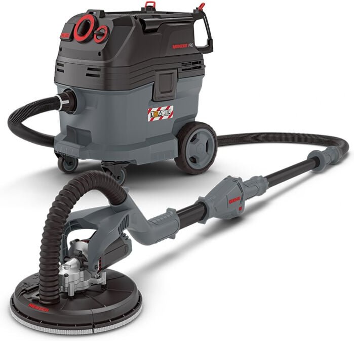 Langhalsschleifer lhs 225 & Sicherheitssauger (Nass- und Trockensauger) vcl 530 pro inkl. Schleifscheiben-Set - Menzer