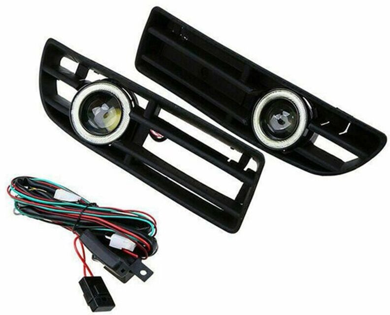 Woosien - 1 Paar Nebelscheinwerfer Angel Eyes Lampe Frontstoßstangengrill Grillabdeckung mit Drahtsatz für Mk4 1999–2004