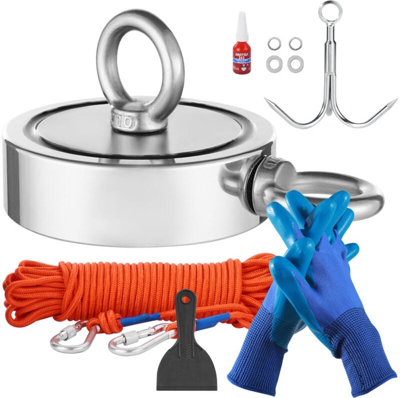 Thumbnail - Mophorn Magnet-Angelset, 1700 Pfund/771 kg doppelseitige Zugkraft, starkes Seltenerd-Neodym-Magnet-Angelset mit Enterhak...