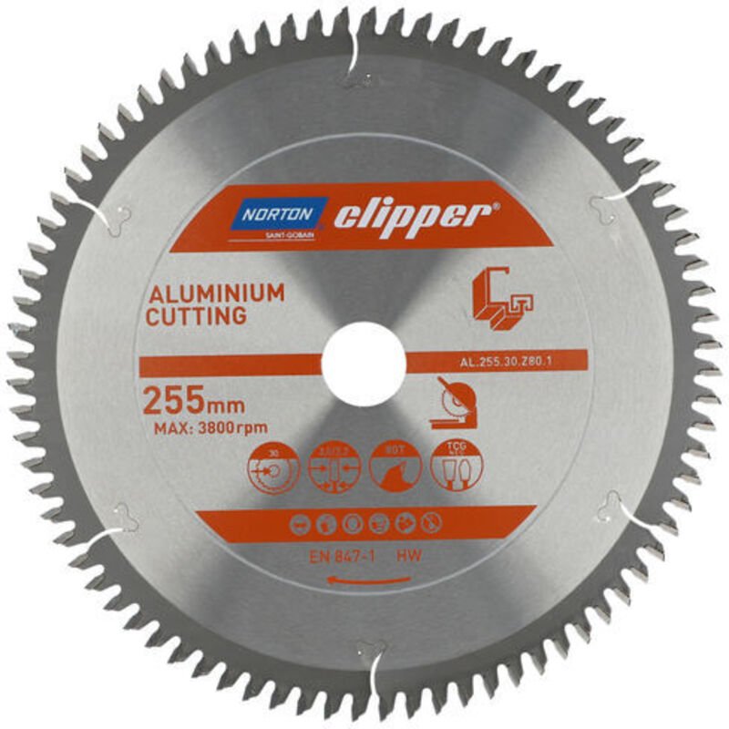 Norton piła tarczowa 255mm x 30mm x 80z Aluminium (3,0/2,2)