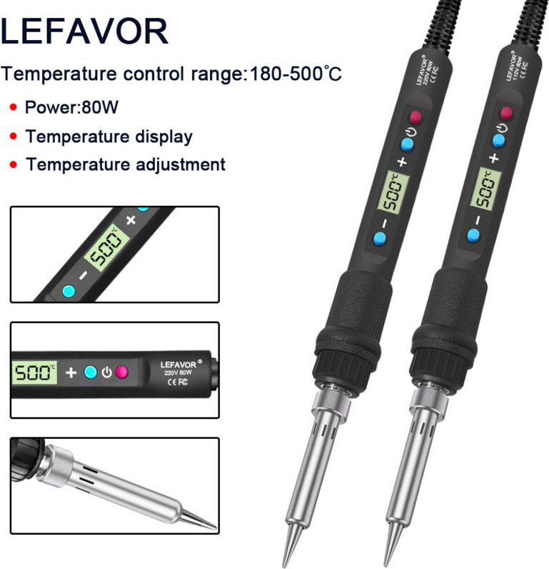Lötkolben mit einstellbarer Temperatur, Digitalanzeige und 80-W-Innenheizung, Lötkolben mit konstanter Temperatur, Heimw...