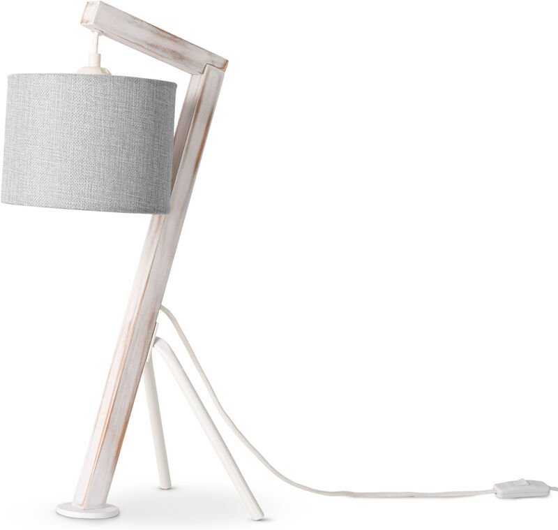 Stehlampe Tischlampe Wohnzimmer Lampenschirm Leselampe Nachttischlampe Galgen Tischleuchte - Weiß, Grau (Ø16cm) - Paco H...