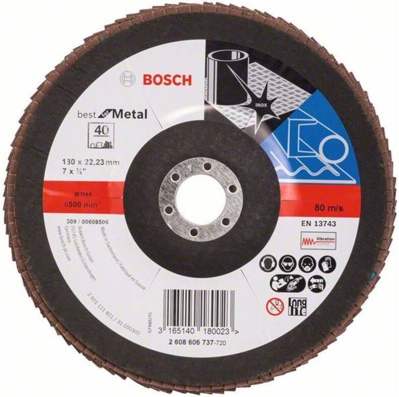 Thumbnail - Bosch - Fächerschleifscheibe X571, Best for Metal, gewinkelt , 180 mm, 40, Glasgewebe
