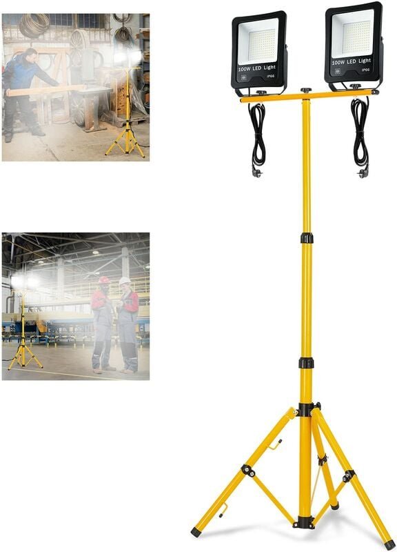 Baustrahler LED Flutlicht Strahler Arbeitsleuchte Bauscheinwerfer Floodlight mit Stativ und EU-Stecker für Innen-und Auß...