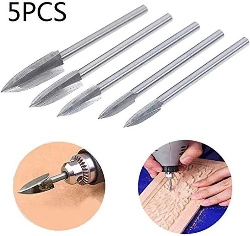 5-teiliges Set Holzgravur-Bits, Schnitzwerkzeuge für Rotationswerkzeuge