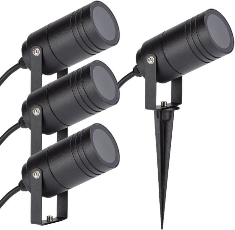 Arum Lighting - Set mit 4 Erdspießstrahlern für den Außenbereich, santiago GU10, Gartenbeleuchtung