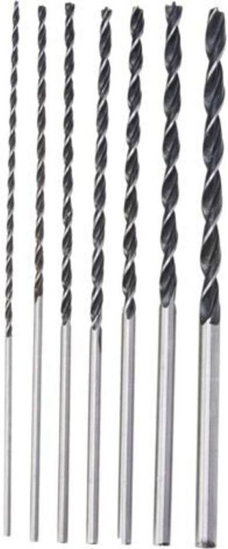 Extra lange Bohrer, 7-teilig, 4 mm, 5 mm, 6 mm, 7 mm, 8 mm, 10 mm, 12 mm x 300 mm, Holzbohrer, 1 V, Silber