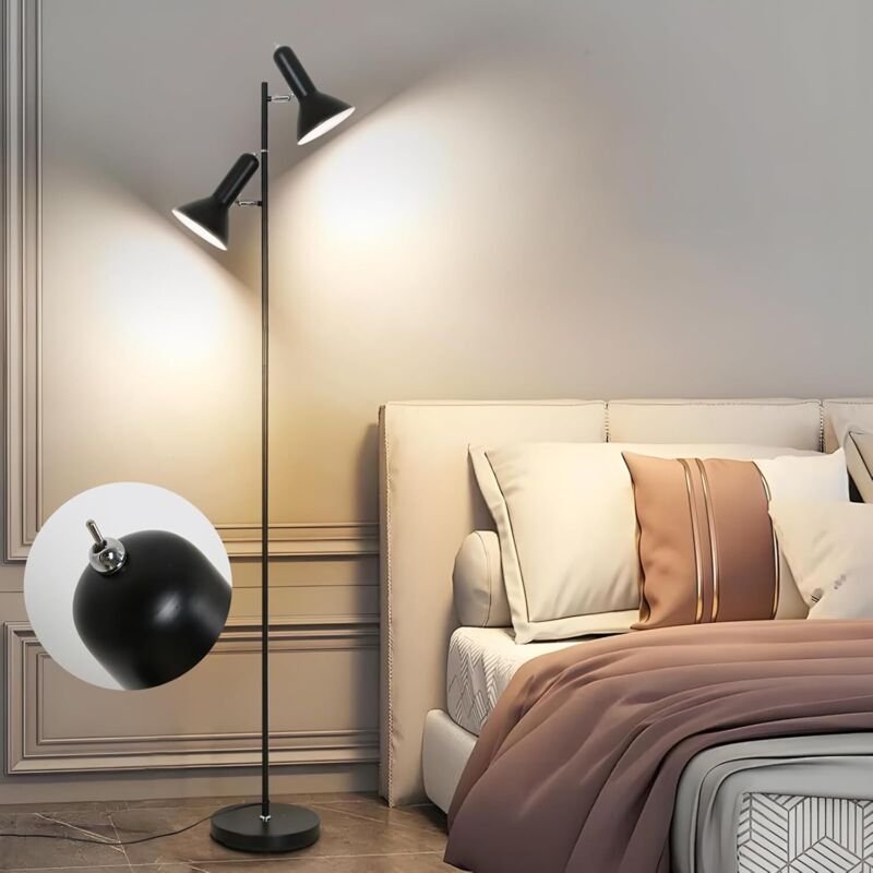 Amdelne Stehlampen 171cm mit Leselampe,E27 Fassung max. 60W, Vintage Industrial Design Metall Schwarz, Standleuchte für ...