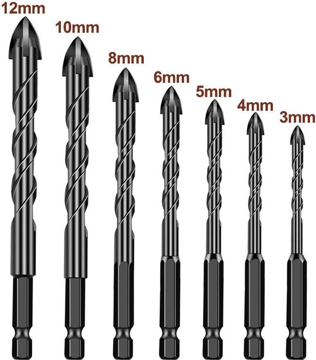 Thumbnail - Sollbry - 7-teiliges 3–12 mm Fliesen- und Glasbohrer-Set, Mehrzweck-Wolframkarbid-Bohrer-Set für Porzellan, Keramik, Spi...