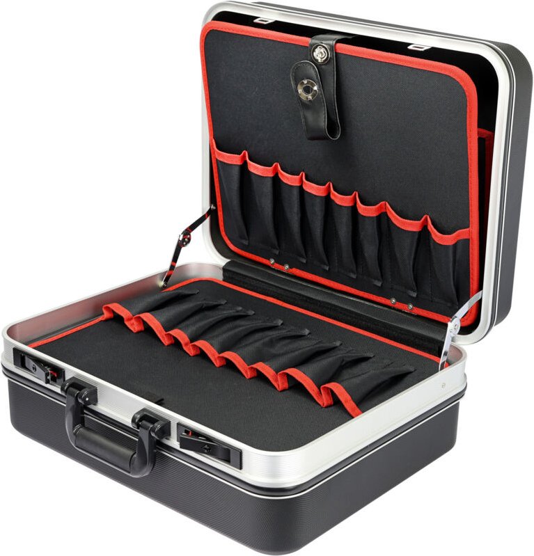 HMF 15601-02 Werkzeugkoffer leer, Werkzeugkiste groß aus ABS-Kunststoff, 47 x 40 x 22 cm