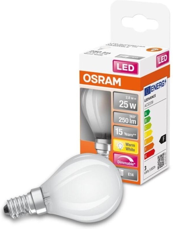 Osram - homelighting 4058075436961 led eek f (a - g) E14 Glühlampenform 2.8 w = 25 w Warmweiß (ø x l)