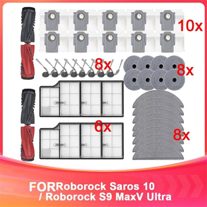 Kompatibel mit Saros 10 / S9 MaxV Ultra Vakuumteile Hauptwalze Seitenbürste Filter Mopptuch Staubbeutel