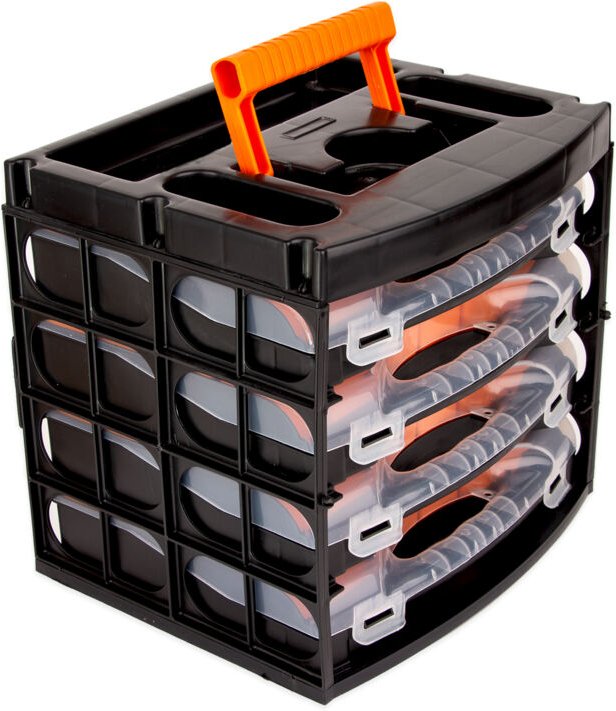 BigDean Sortierkasten Werkzeugkoffer mit 4 herausnehmbaren Schubladen - Sortierkästen Sortierkoffer – Sortimentskasten S...