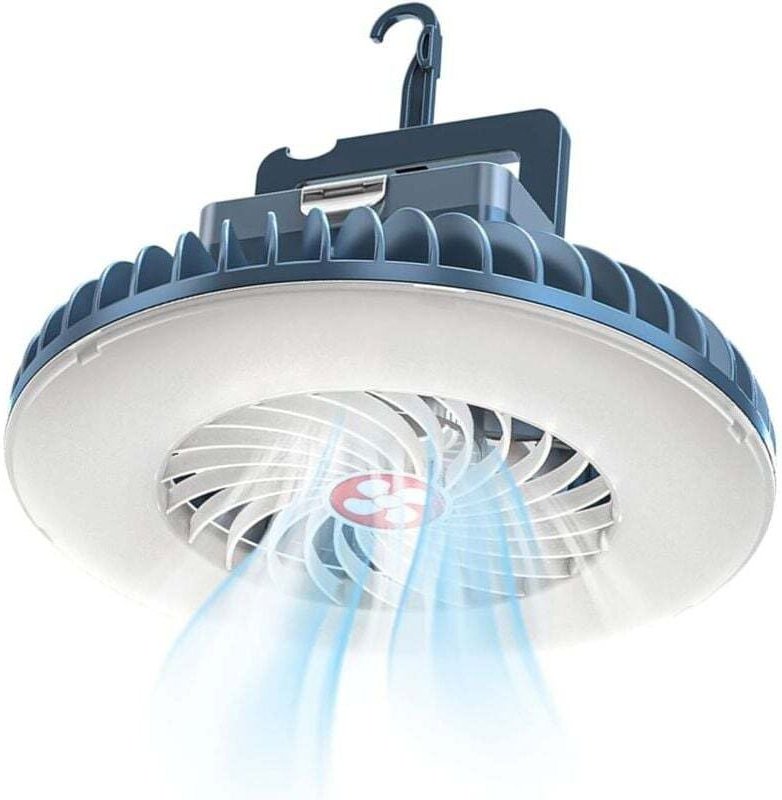 1PC LED-Campinglicht mit wiederaufladbarem USB-Ventilator, Camping-Ventilator mit Licht, Zeltlampe, Laterne, Outdoor-Cam...