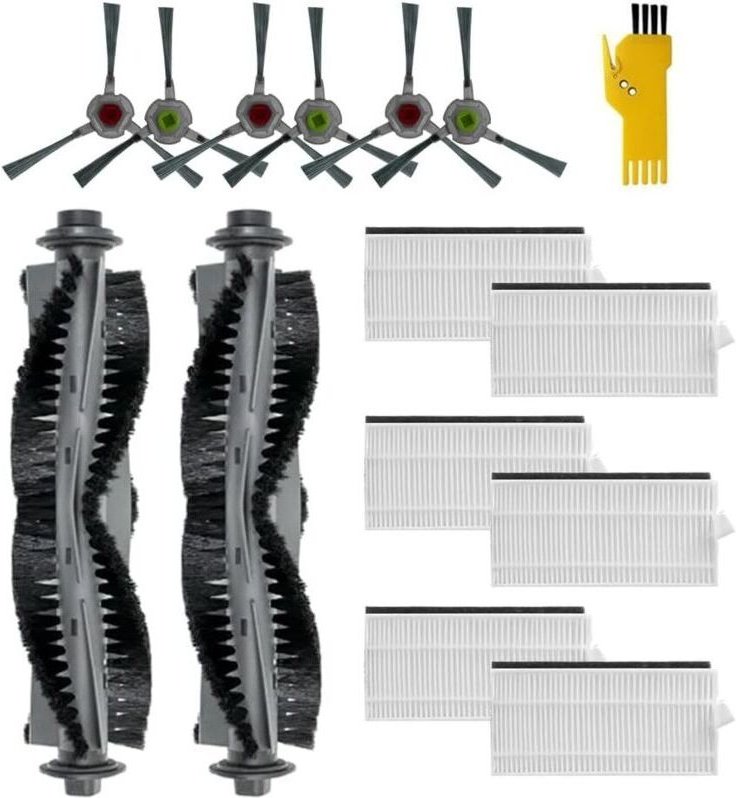 Zubehörset für den Saugroboter AIRROBO P20. Ersatzteile: 14 Packungen, 2 Hauptbürsten, 6 Filter, 6 Seitenbürsten.