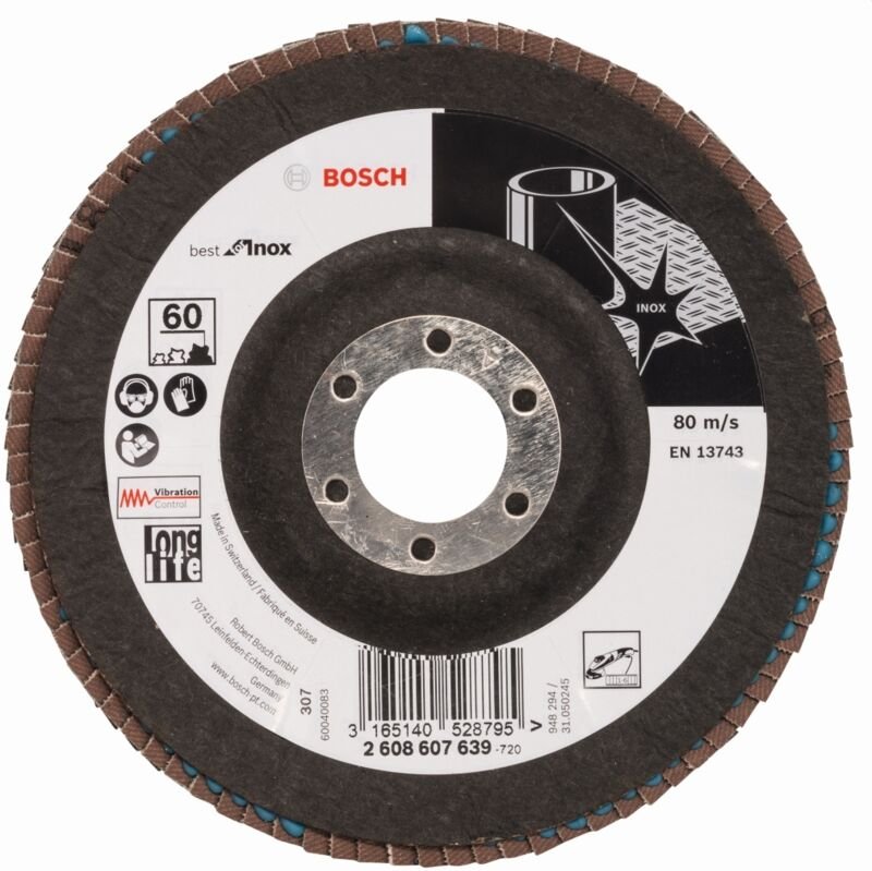 Bosch Fächerschleifscheibe Best for Inox Ø 125mm K60 22,23 mm 2608607639