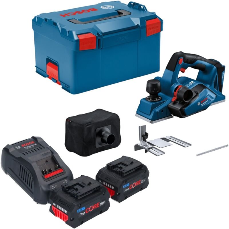 Bosch gho 18V-26 Professional Akku Hobel 18 v 2,6 mm Brushless + 2x ProCORE Akku 8,0 Ah + Ladegerät + L-Boxx