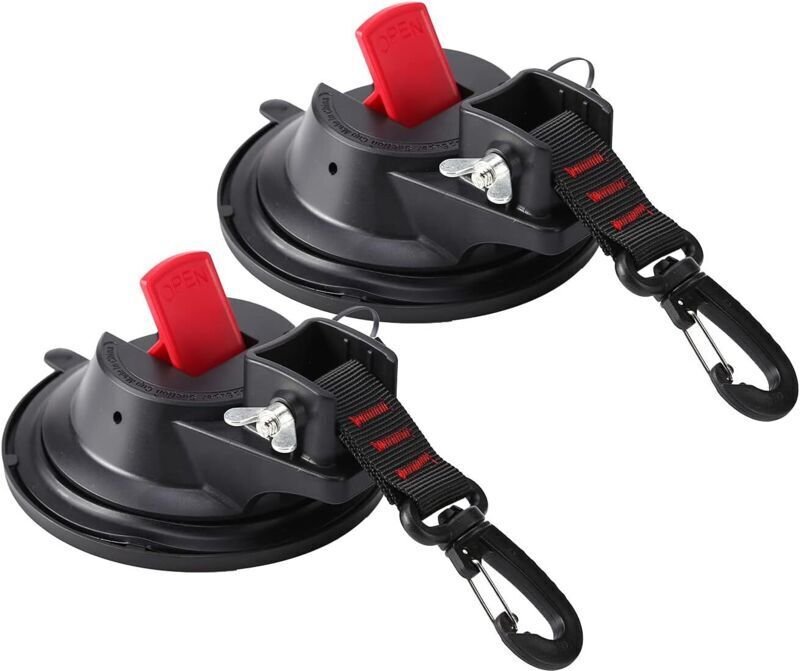 Set mit 2 starken Saugnapf-Ankern für Autos mit Befestigungshaken für Auto-Seitenmarkisen, Boote, Campingausrüstung, Pla...