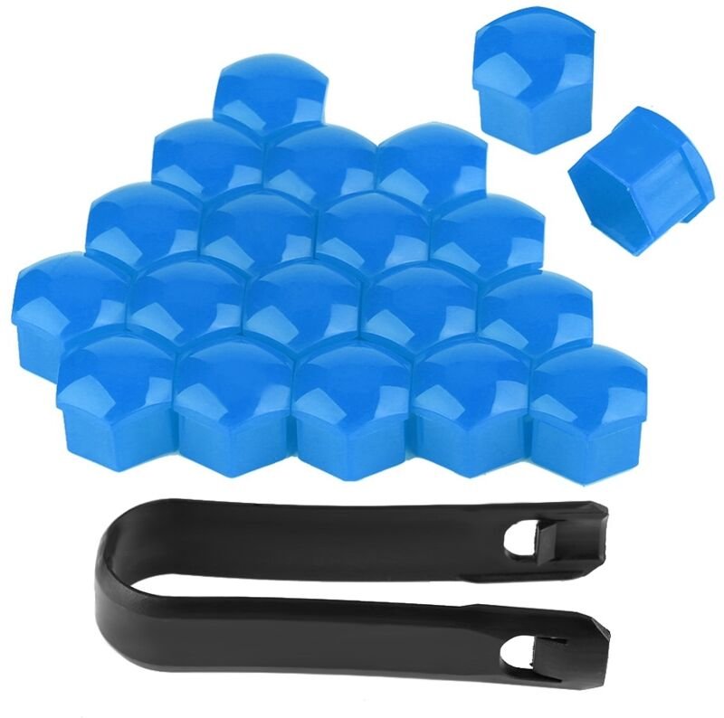 Eosnow - 20 Stück 17 mm Mutter Auto Rad Auto Nabenschraube Schutz Anti-Diebstahl-Abdeckkappe Blau