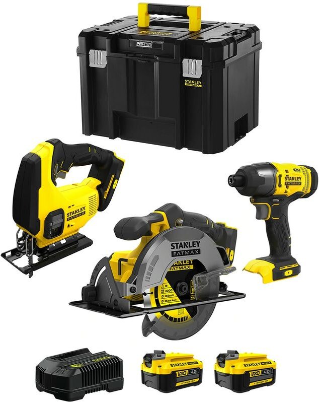 Thumbnail - Stanley - FatMax Kit SVK305 (SFMCS600 + SFMCS500 + SFMCF800 + 2 x 4,0 Ah + Ladegerät + tstak vi)