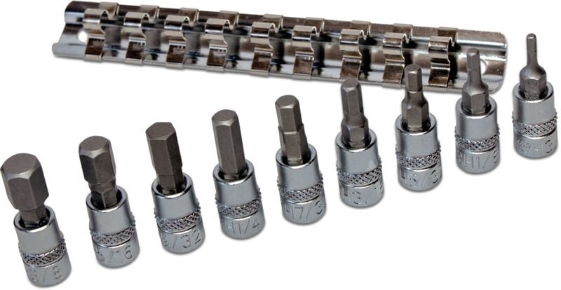 Bgs Technic - Bit-Einsatz-Satz Antriebe Innenvierkant 6,3 mm (1/4') Innensechskant 3/32' - 3/8' Zollgrößen 9-tlg.