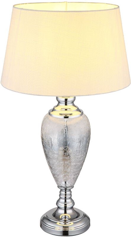 Globo - Tischleuchte Tischlampe Nachttisch Wohnzimmerlampe chrom weiß E27 Leselampe Glas