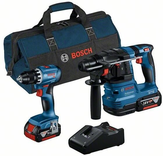 Bosch - Combo Kit 2-tlg. 18V: gsr 18V-45 + gbh 18V-22 + 2 x 4.0Ah + Ladegerät + Tasche