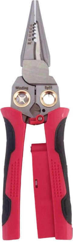 Thumbnail - Rote Abisolierzange, feine Backen, 20,2 x 6 x 2 cm, 1 Stück, rutschfest, multifunktional mit Spannungsprüfer. Elektriker...