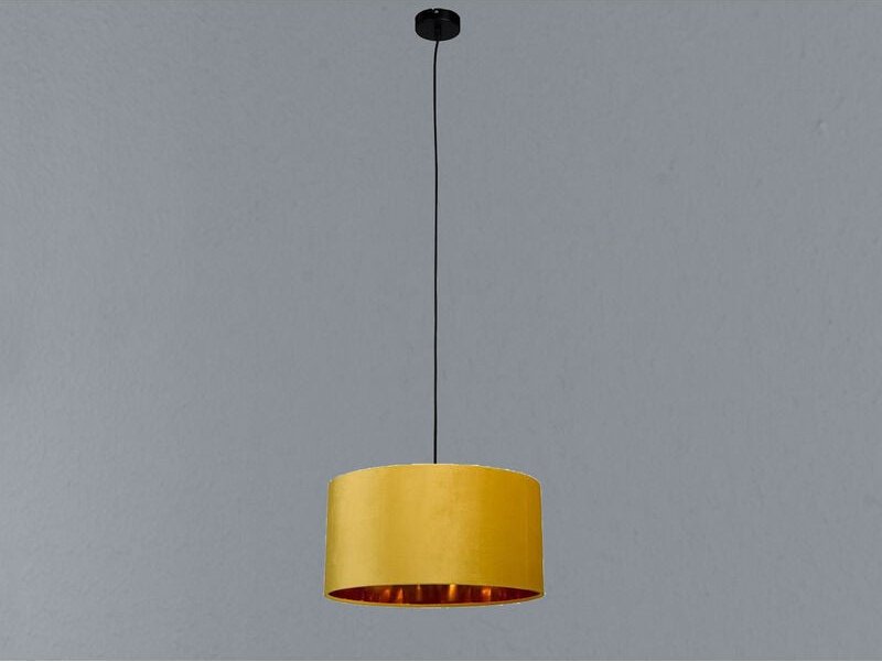 Smartwares - Pendelleuchte Vintage mit Lampenschirm Samt Gelb / Gold, ø 40cm