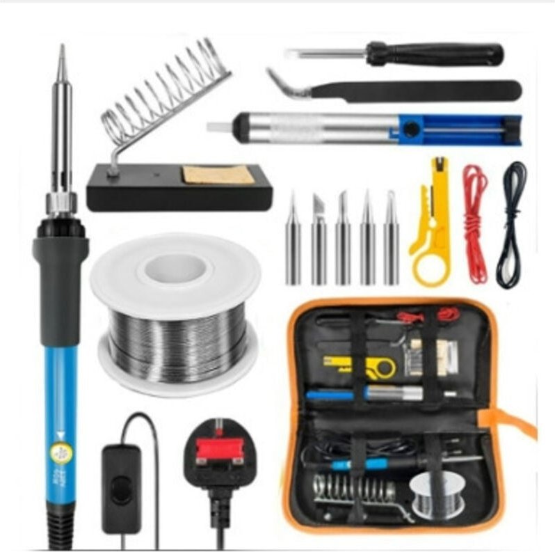 60-W-Lötkolben-Set, 15-teilig, Präzisions-Zinnlötkolben, einstellbare Temperatur 200–450 °C.