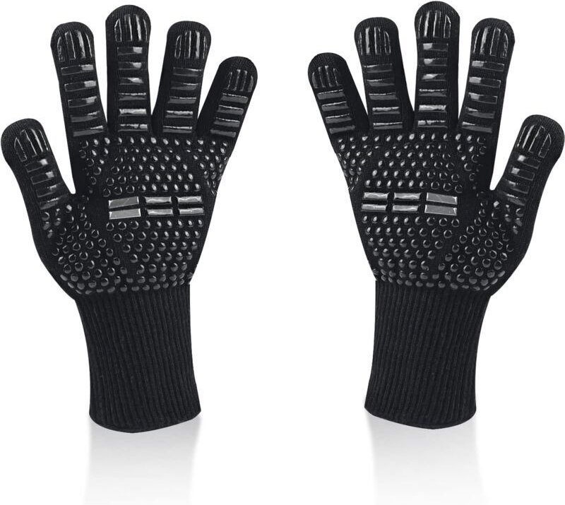 Ymyny - Universal Grillhandschuhe, Hitzebeständig bis 800°C, Rutschfest, Flammhemmend, Silikon, Mit Unterarmschutz, Für ...