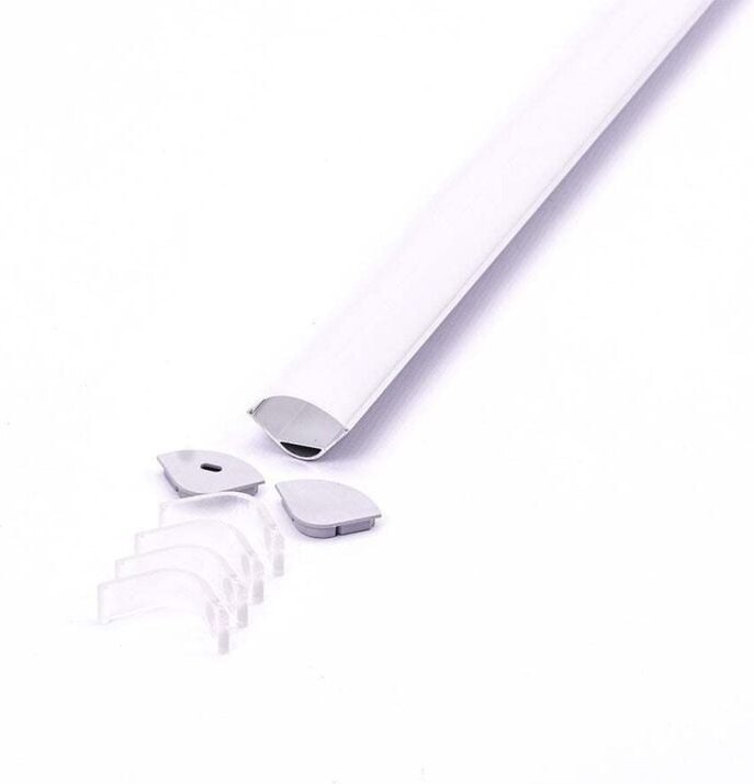 Aluminiumprofil mit abgerundeten Ecken, silberner LED-Streifen (max. 20 mm), Satin, 2000 x 30 mm - V-tac