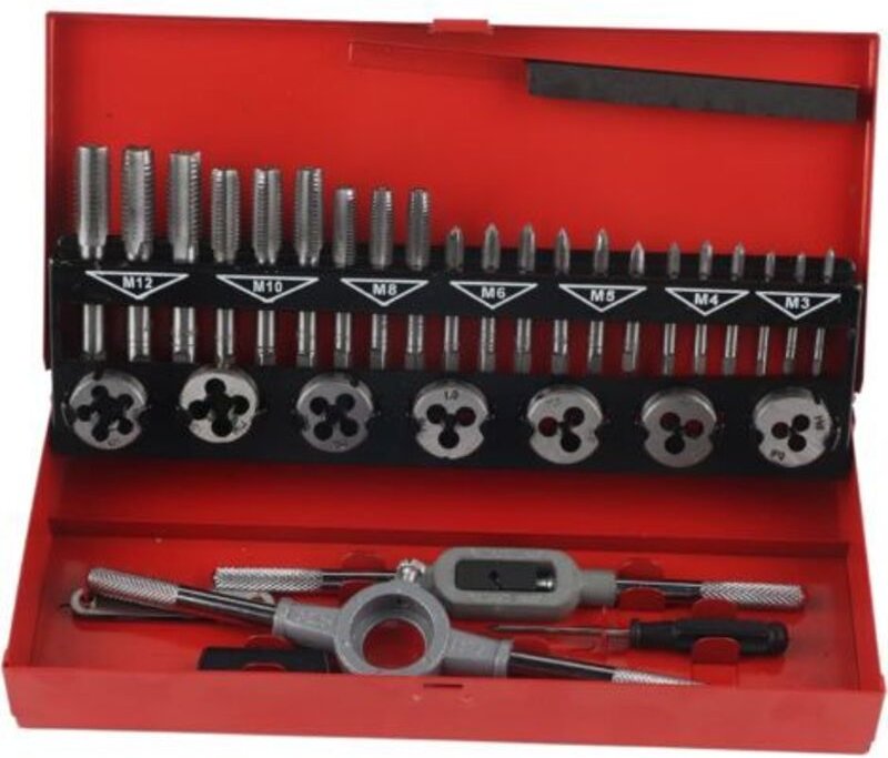 Gotrays - 32-teiliges Gewindebohrer- und Schneideisen-Set, verstellbarer Gewindebohrer- und Schneideisen-Satz aus blauem...