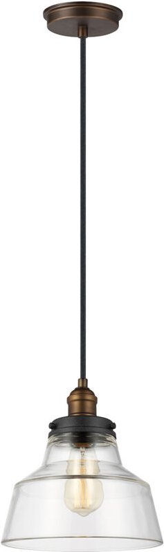 Baskin - 1 Light Dome Deckenanhänger Messing, dunkles Zink, E27 - Elstead