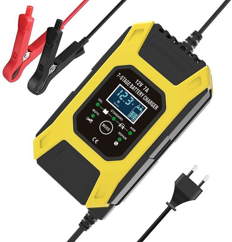 Chargeur de batterie intelligent 7A/12V chargeur de moto rapide portable avec mode de réparation de protection d'afficha...