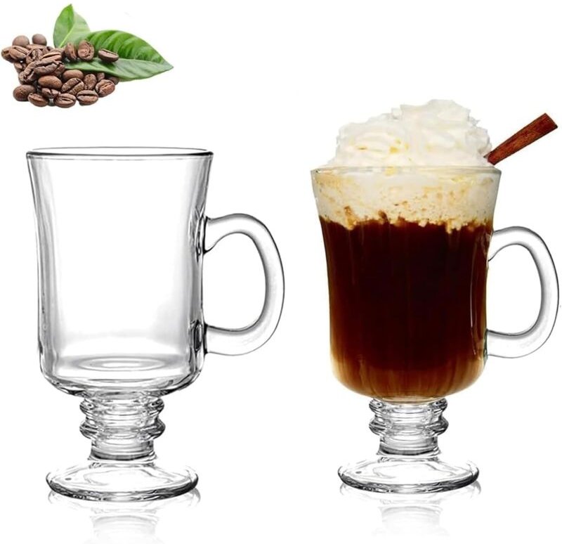 Wandige Kaffeegläser für Cappuccino, mit Griff, Latte Macchiato Glasses with Handle, Double-Walled Thermal Glass for Cap...
