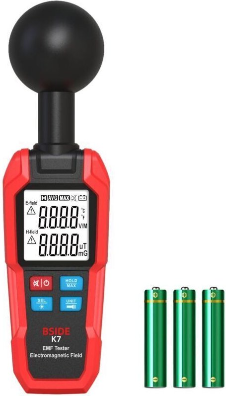 BSIDE K7 Digitaler Elektromagnetfelddetektor mit großem, tragbarem LCD-Bildschirm für Heim, Büro, Außenmessungen elektro...