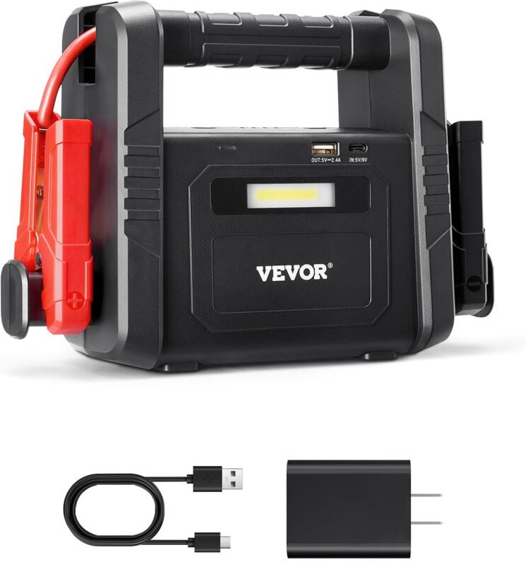 VEVOR Starthilfe Powerbank, 4000 A Spitze, Auto Starthilfe, Batterie-Booster mit Luftkompressor, Starthilfekabel, LCD-Di...