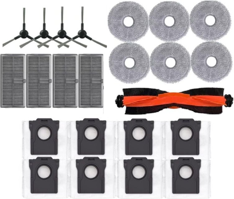 23-Teiliges Zubehör für L10s Pro Ultra Heat Staubsauger, Haupt-/Seitenbürste, Filter, Wischtuch, Staubbeutel, Ersatzteil...