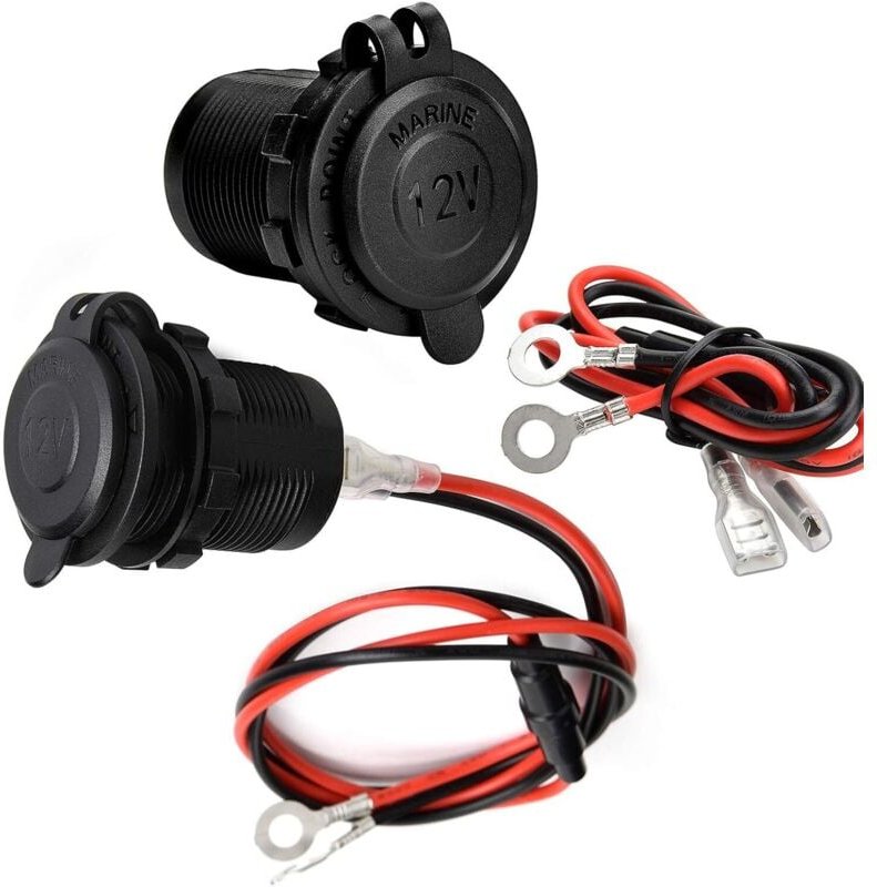 Jalleria - Pack Zigarettenanzünderbuchse, wasserdicht, Marinequalität, für Boot, Motorrad, Auto, mit 0,6 m 12 v Anschlus...