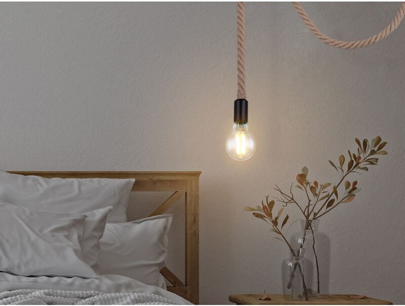 Thumbnail - Led Pendelleuchte 1-flammig mit Hanfseil, Abhängung 160cm