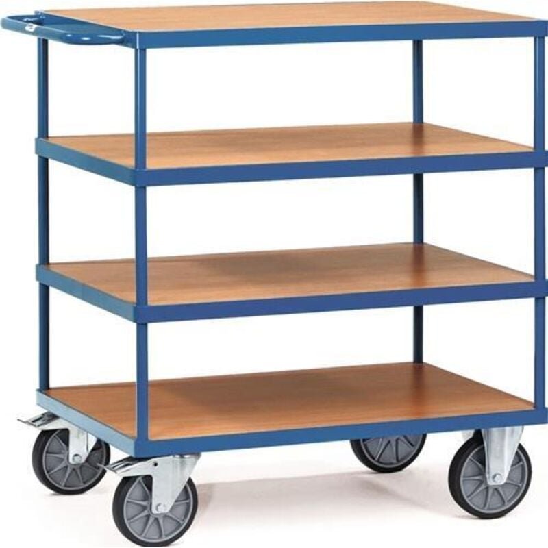 Fetra Tischwagen mit Holzwerkstoffplatten 4 Etagen 1200x800 mm Ladefläche