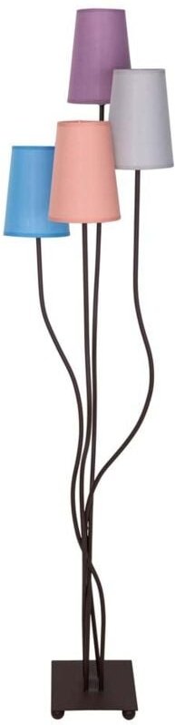 Stehleuchte Standlampe Beistellleuchte E14 4-Flammig Textil bunt schwarz Metall