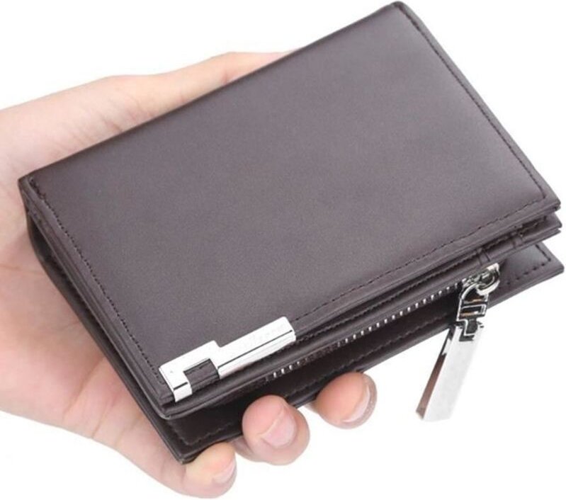 Herren-Ledergeldbörse – Braun – Fächer für Münzen, Kreditkarten und Geldscheine wie abgebildet