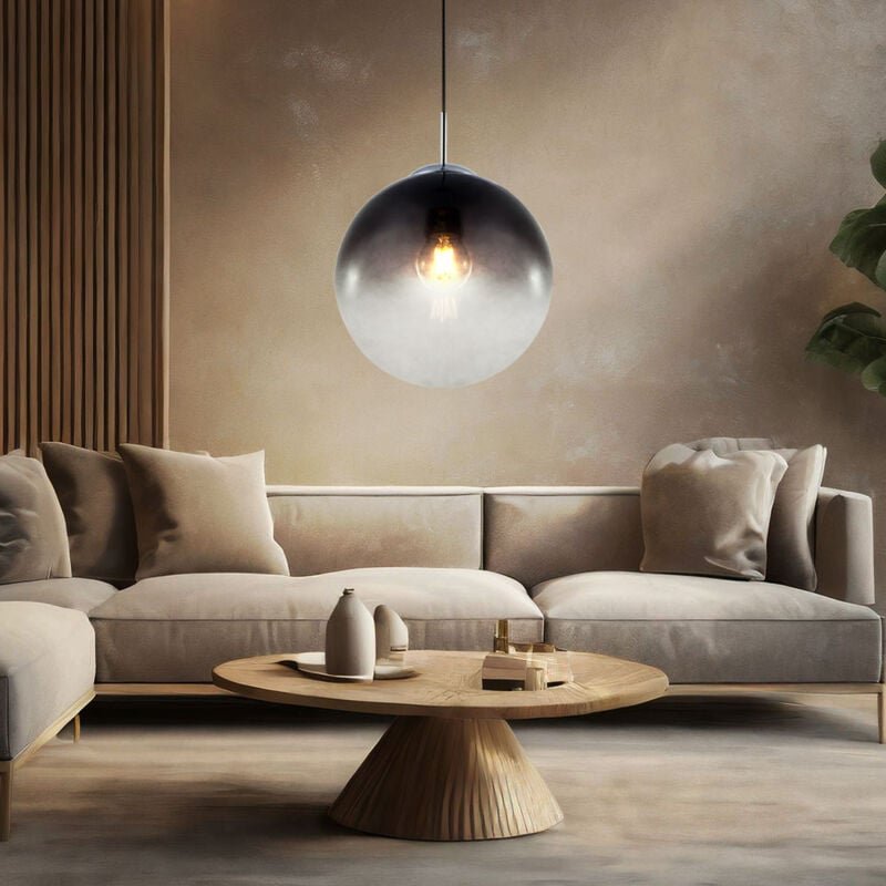 Globo Lighting - Hängeleuchte Kugelleuchte Rauchglas Pendelleuchte Glaskugel Hängelampe, nickel-matt, E27 Fassung, DxH 3...